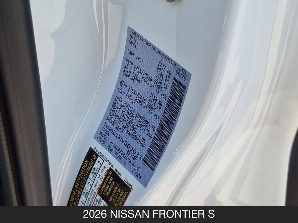 New 2026 Nissan Frontier S RWD image 26