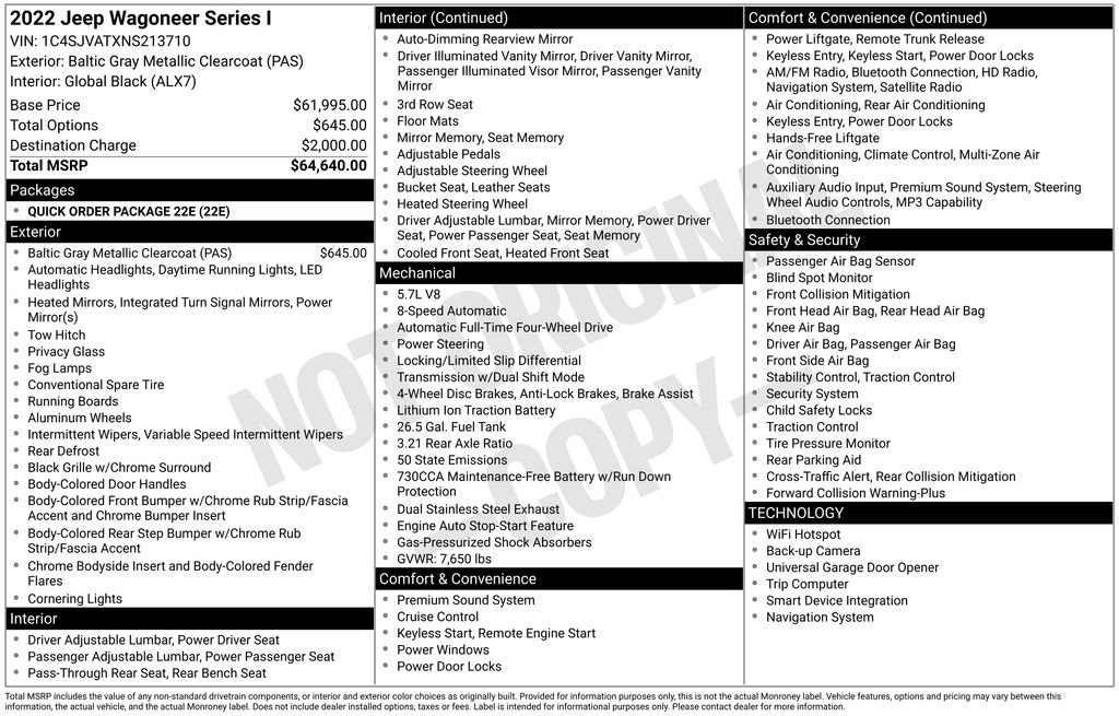 Certified 2022 Jeep Wagoneer Series I AWD/4WD image 44