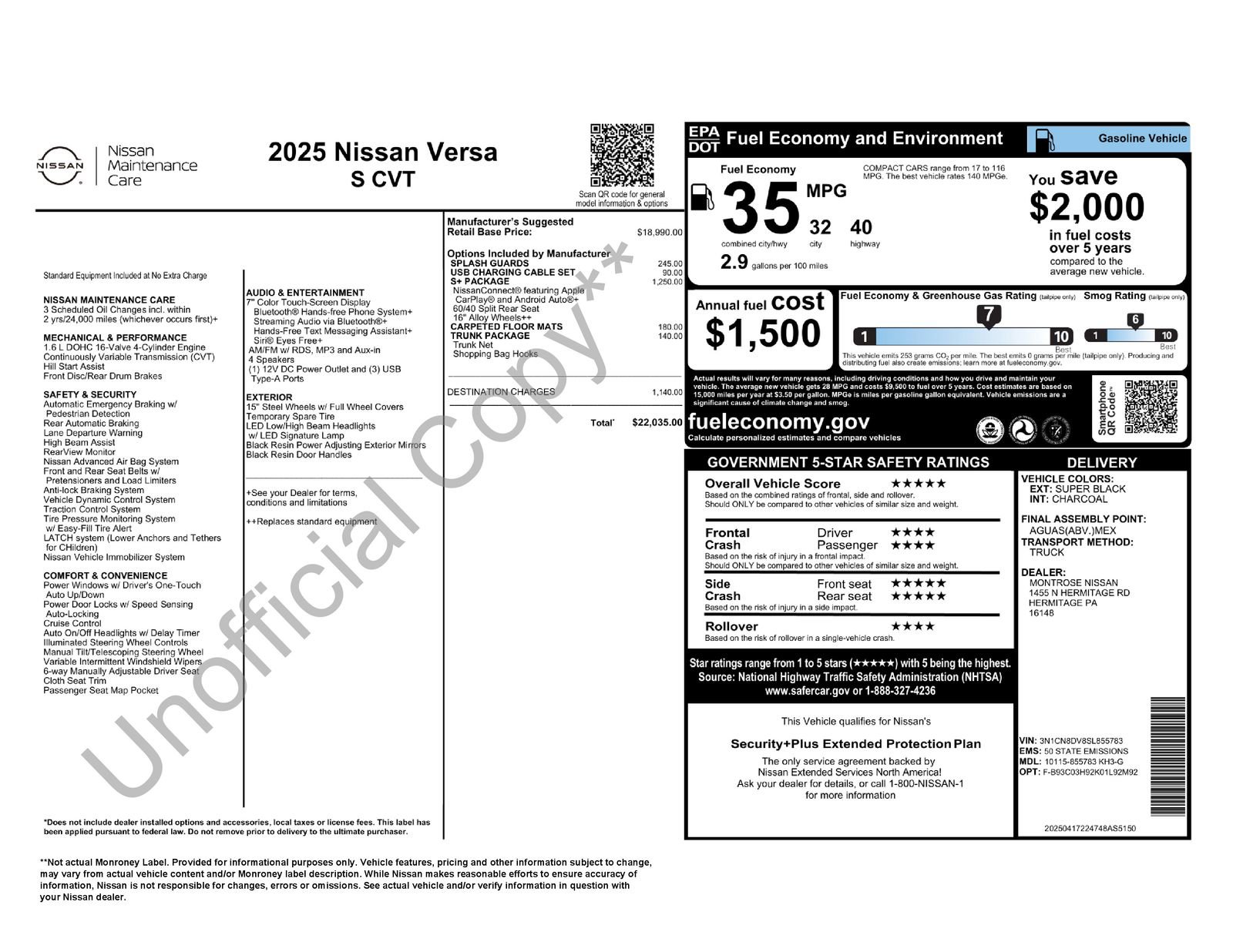 New 2025 Nissan Versa S w/ S Plus Package image 31