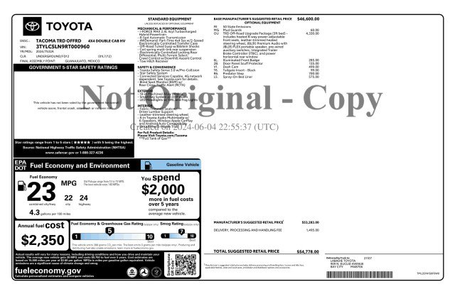 Used 2024 Toyota Tacoma TRD Off-Road w/ TRD Off Road Upgrade Package AWD/4WD image 3