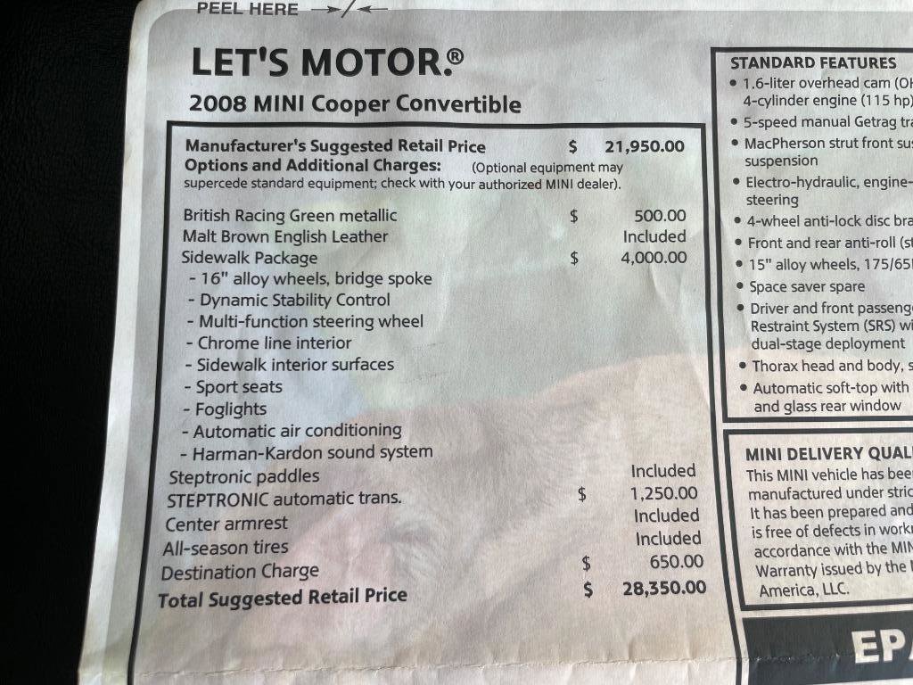 Used 2008 MINI Cooper Convertible w/ Sidewalk Pkg image 31