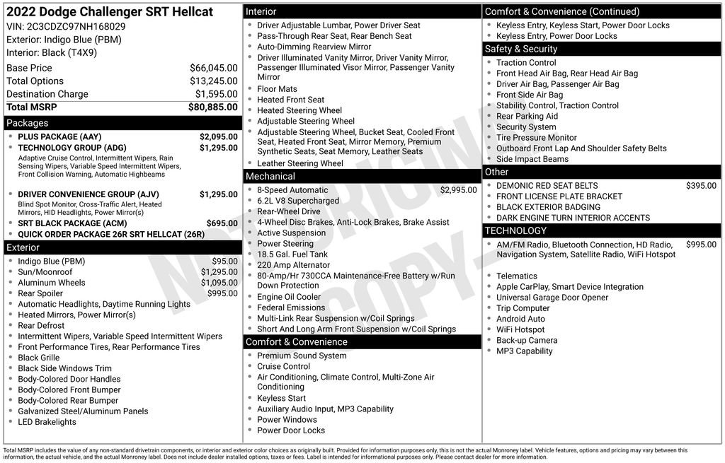 Used 2022 Dodge Challenger SRT Hellcat w/ Plus Package RWD image 6