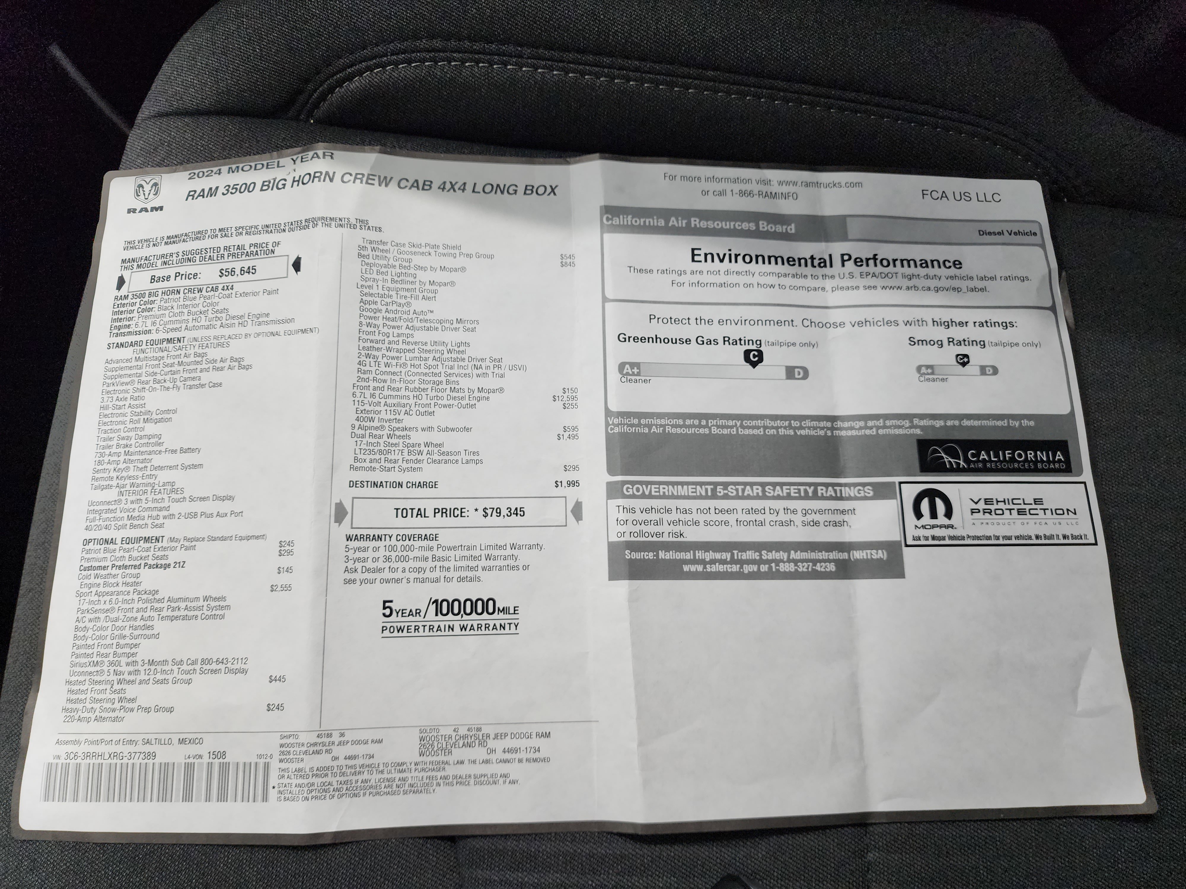 Used 2024 RAM 3500 Big Horn w/ Sport Appearance Package image 48