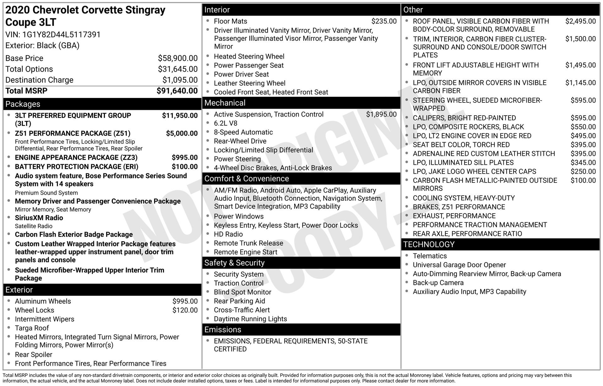 Used 2020 Chevrolet Corvette Stingray Premium Cpe w/ 3LT Preferred Equipment Group image 4