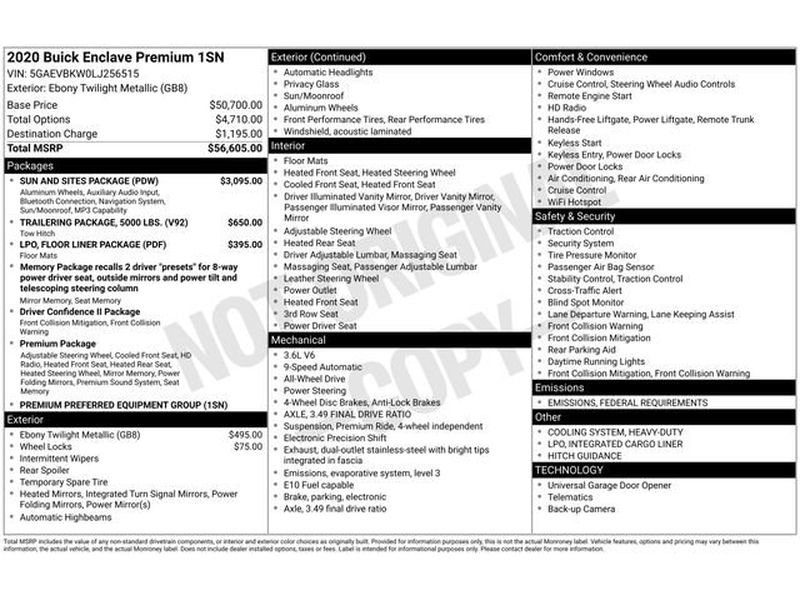 Used 2020 Buick Enclave Premium w/ Sun and Sites Package image 35