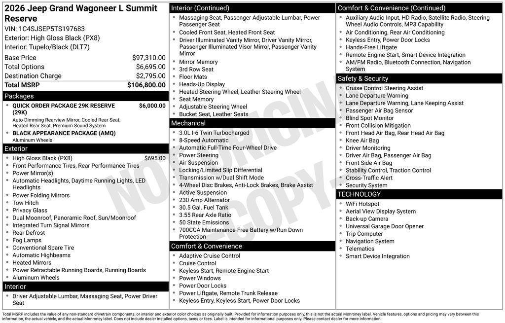 New 2026 Jeep Grand Wagoneer L Summit AWD/4WD image 3