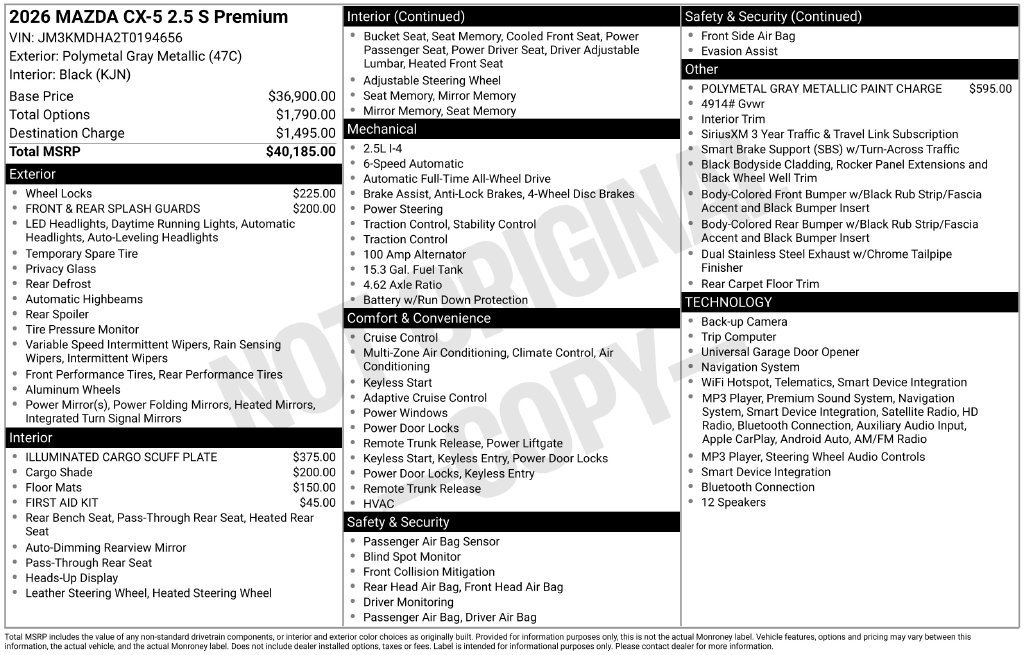 New 2026 MAZDA CX-5 2.5 S w/ Premium Package AWD/4WD image 10