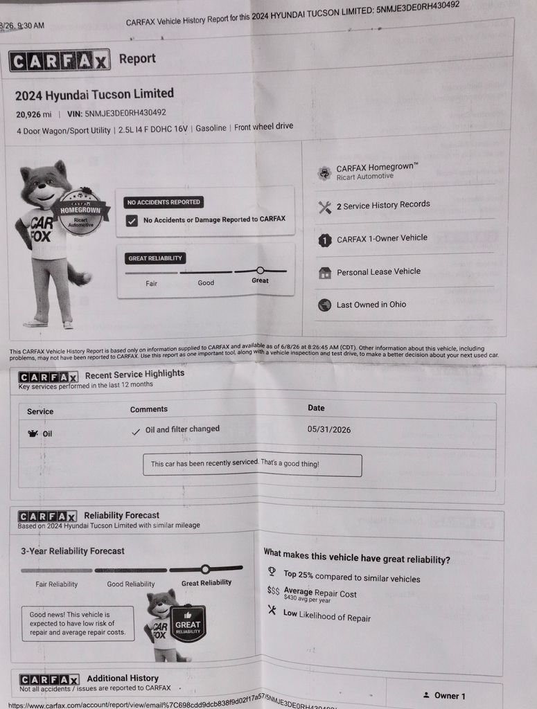 Certified 2024 Hyundai Tucson Limited FWD image 7