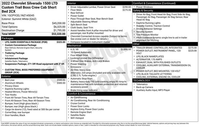 Certified 2022 Chevrolet Silverado 1500 Custom Trail Boss w/ LPO, Dark Essentials Package AWD/4WD image 6