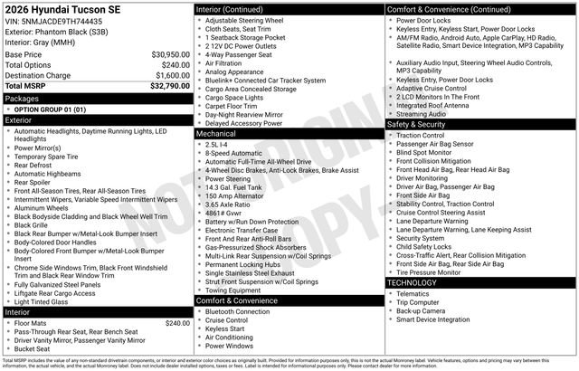 New 2026 Hyundai Tucson SE AWD/4WD image 24