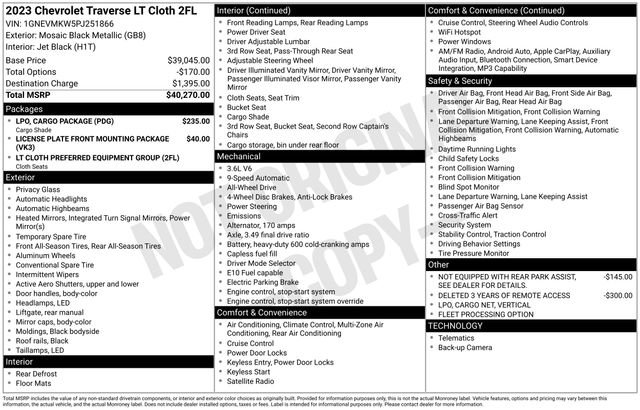 Used 2023 Chevrolet Traverse LT w/ LPO, Cargo Package AWD/4WD image 3