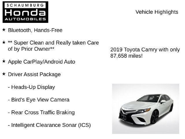 Used 2019 Toyota Camry XSE w/ Driver Assist Package FWD image 8