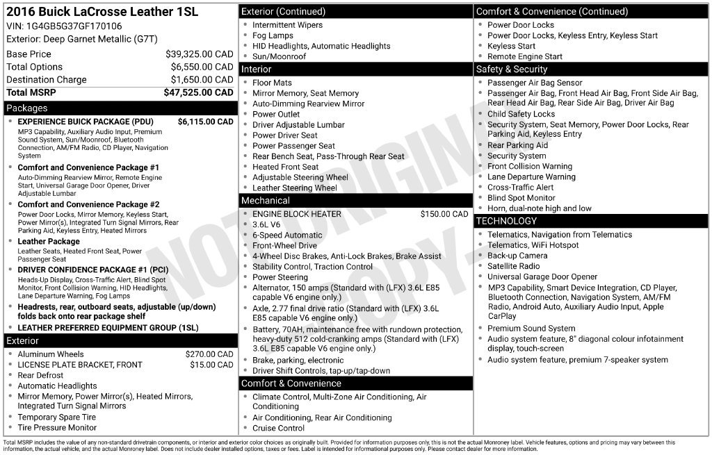 Certified 2016 Buick LaCrosse Leather w/ Experience Buick Package FWD image 11