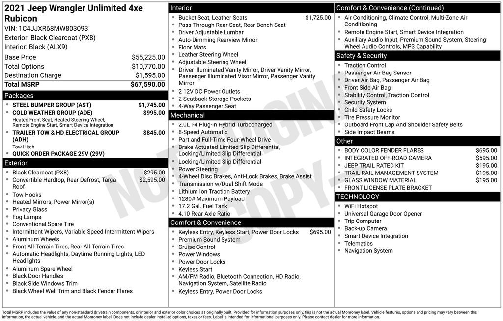 Used 2021 Jeep Wrangler Unlimited Rubicon 4xe w/ Steel Bumper Group image 43