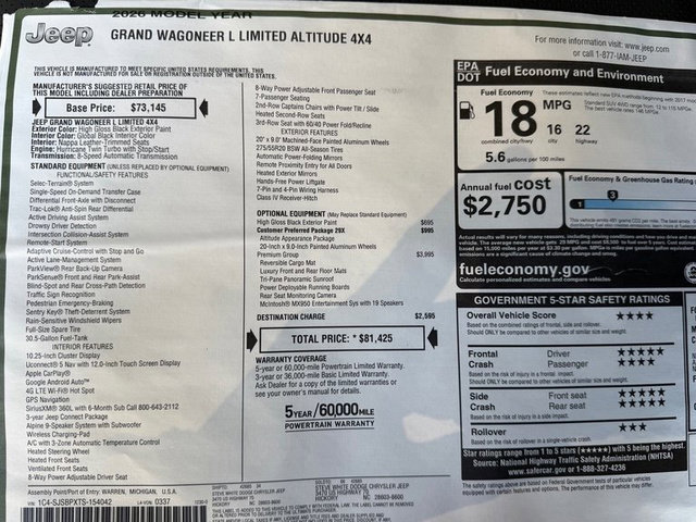 New 2026 Jeep Grand Wagoneer L Limited w/ Premium Group II image 43