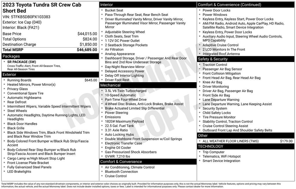 Used 2023 Toyota Tundra SR AWD/4WD image 2