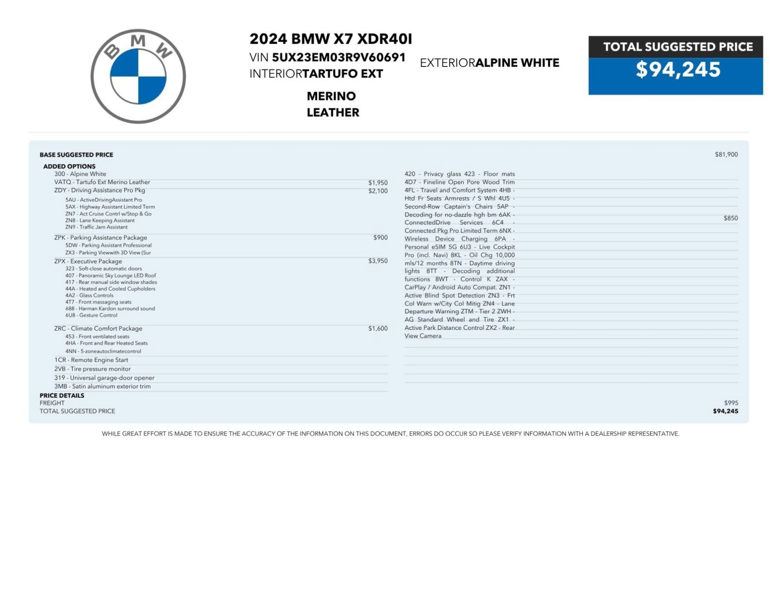 Used 2024 BMW X7 xDrive40i w/ Executive Package image 2