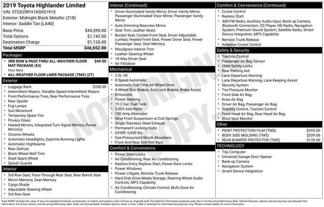 Used 2019 Toyota Highlander Limited AWD/4WD image 62