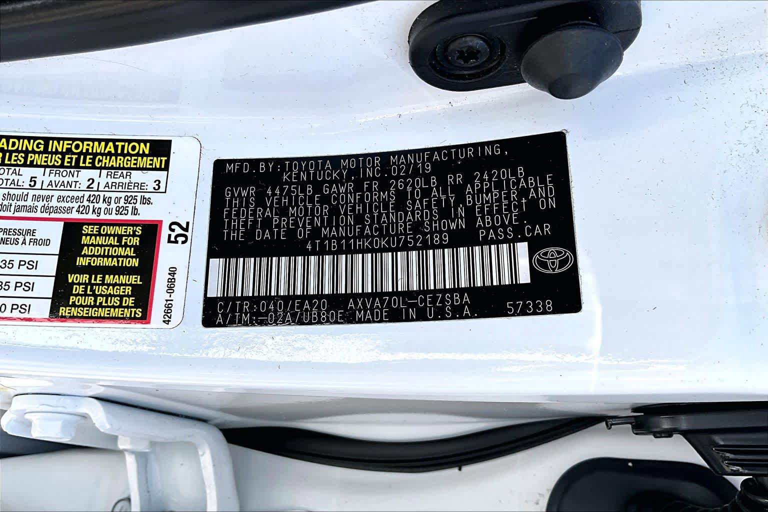 Certified 2019 Toyota Camry SE w/ Carpet Mat Package FWD image 36