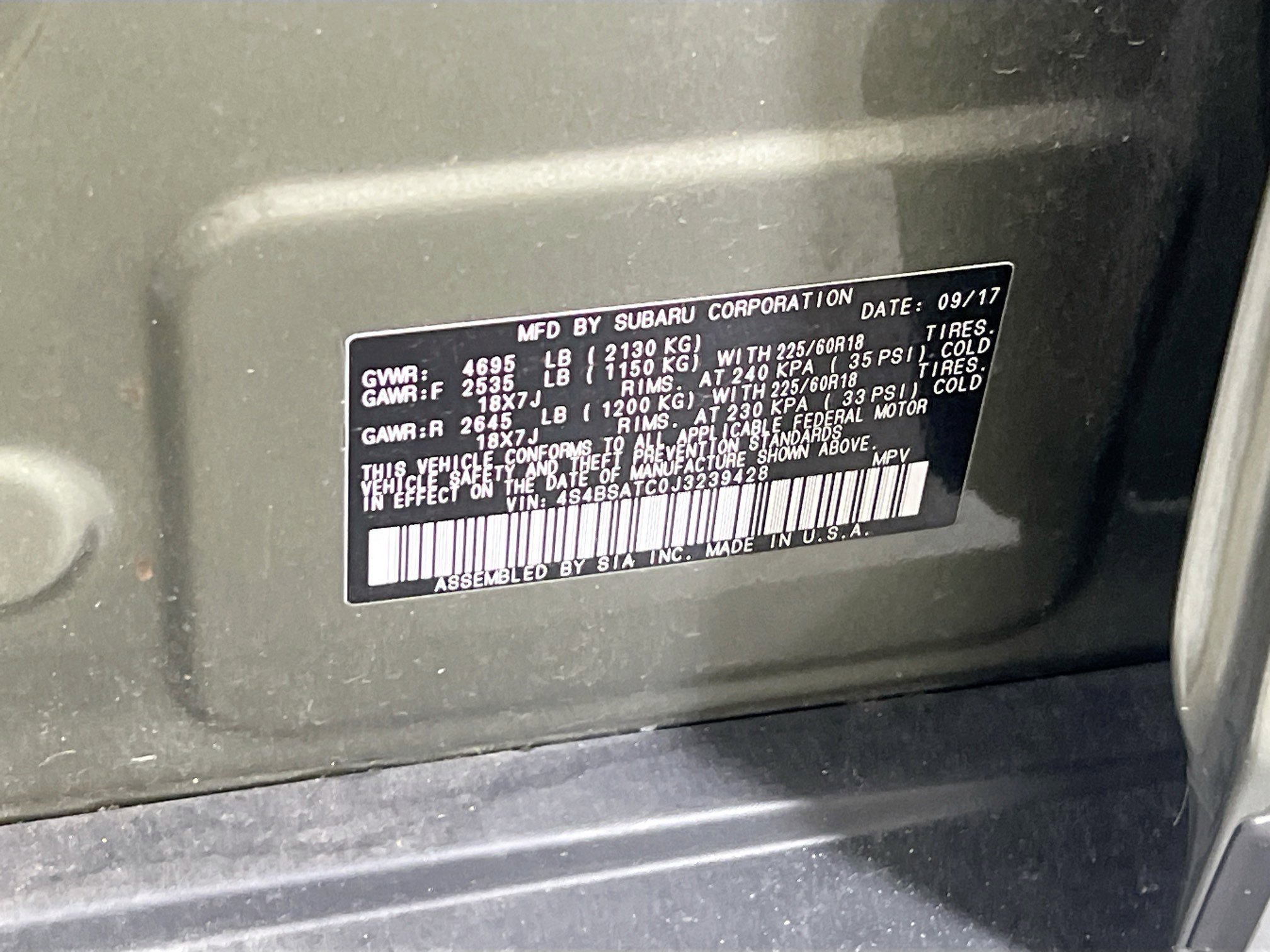 Used 2018 Subaru Outback 2.5i Touring w/ Protection Package #1 image 32