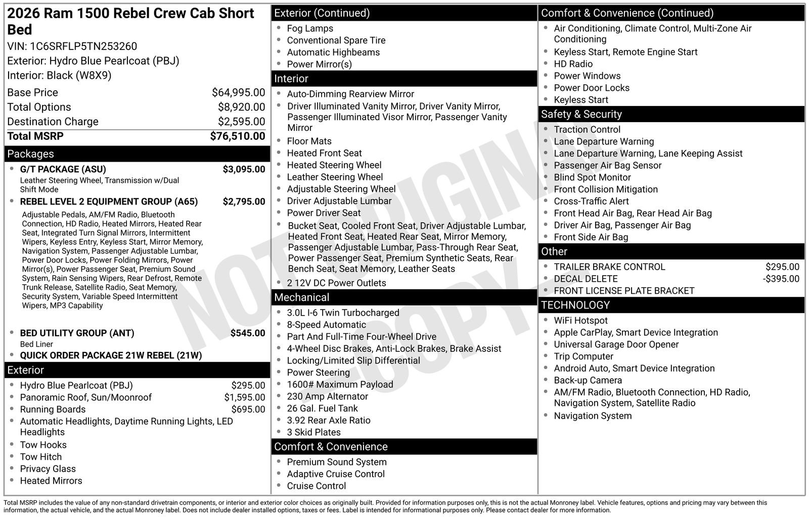 New 2026 RAM 1500 Rebel w/ G/T Package image 27