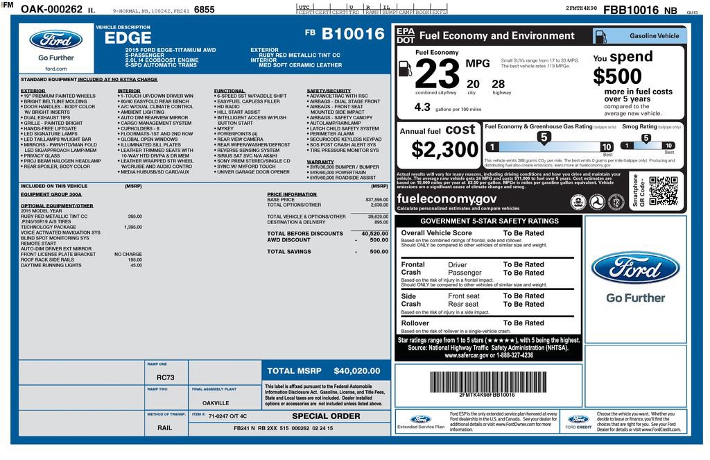 Used 2015 Ford Edge Titanium w/ Technology Package AWD/4WD image 5
