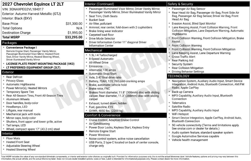 New 2027 Chevrolet Equinox LT AWD/4WD image 23