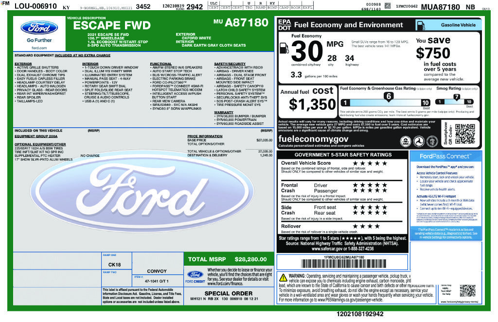 Used 2021 Ford Escape SE FWD image 25