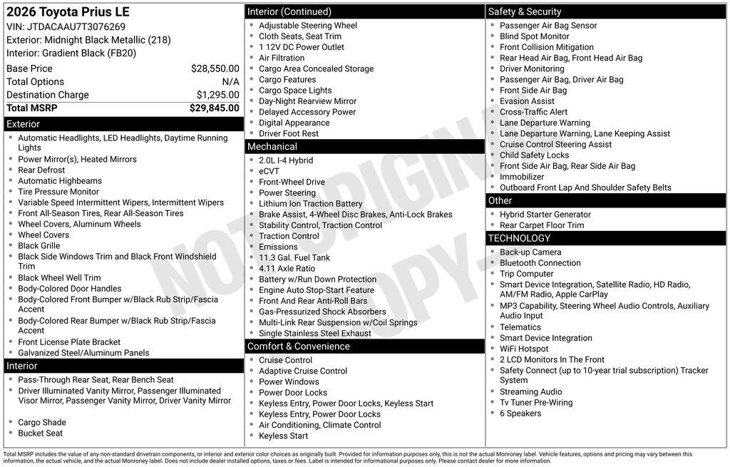 Used 2026 Toyota Prius LE FWD image 24