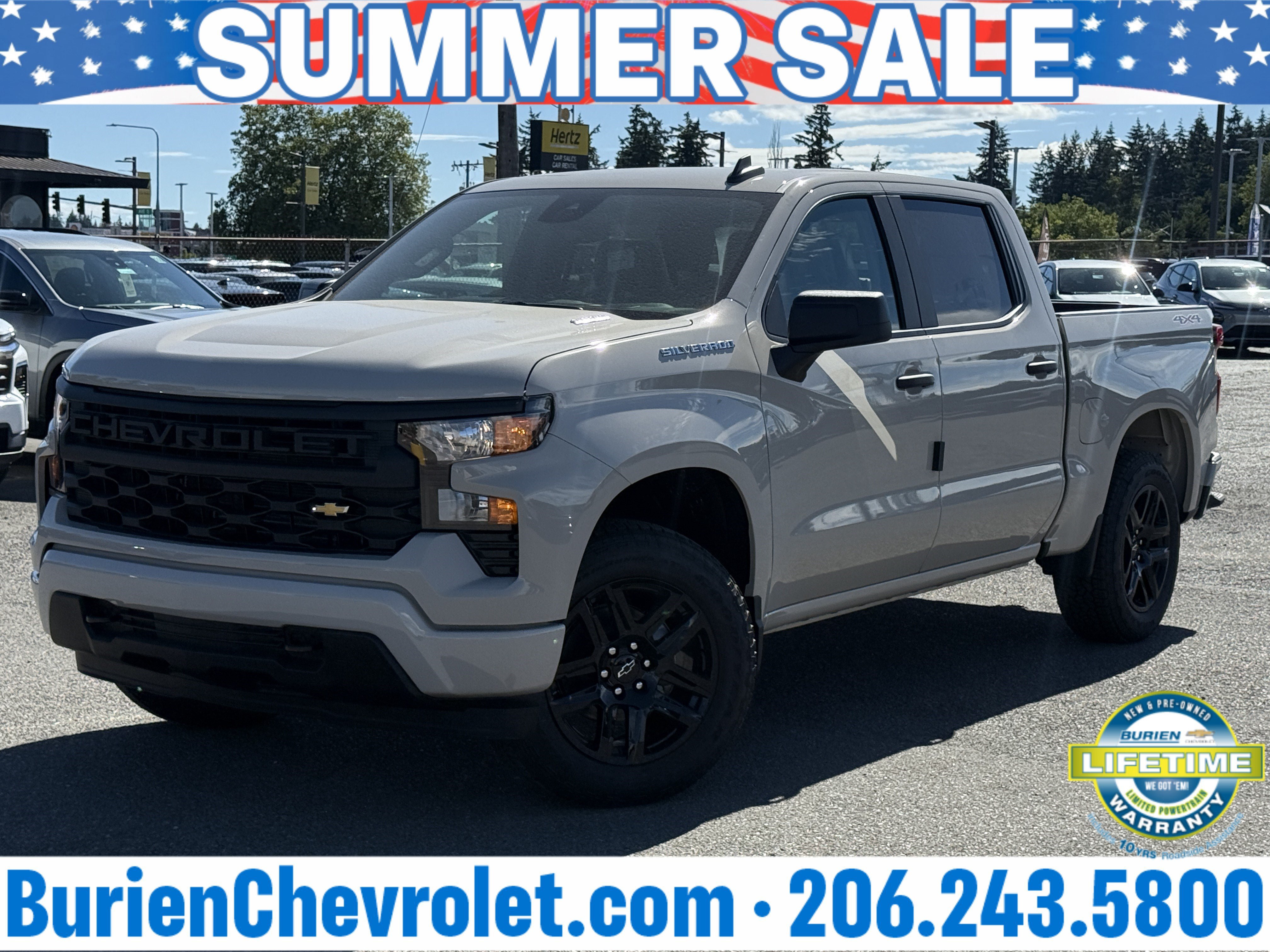New 2026 Chevrolet Silverado 1500 Custom w/ Turbomax Blackout Package AWD/4WD image 1