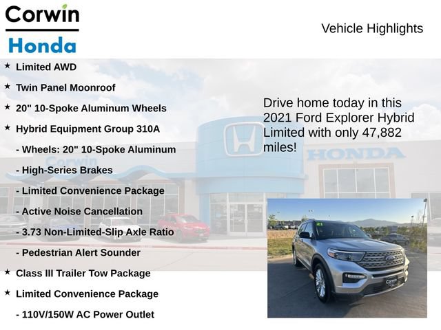 Used 2021 Ford Explorer Limited w/ Hybrid Equipment Group 310A AWD/4WD image 7
