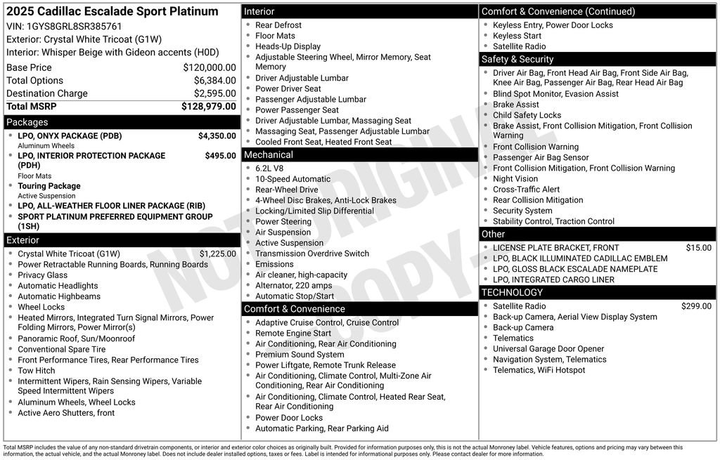 Certified 2025 Cadillac Escalade Sport Platinum w/ LPO, ONYX Package RWD image 45