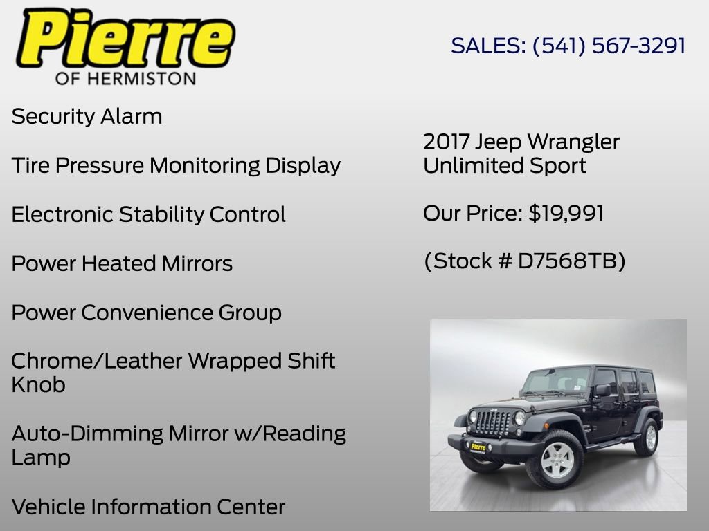 Used 2017 Jeep Wrangler Unlimited Sport w/ Quick Order Package 24S image 11