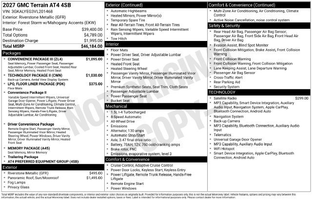 New 2027 GMC Terrain AT4 w/ Convenience Package III AWD/4WD image 3