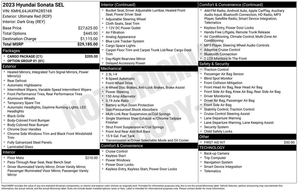 Used 2023 Hyundai Sonata SEL w/ Cargo Package FWD image 17