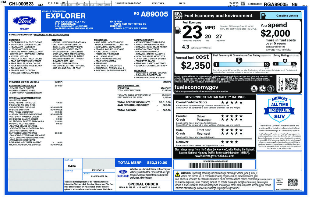 Certified 2024 Ford Explorer XLT w/ Equipment Group 202A AWD/4WD image 35