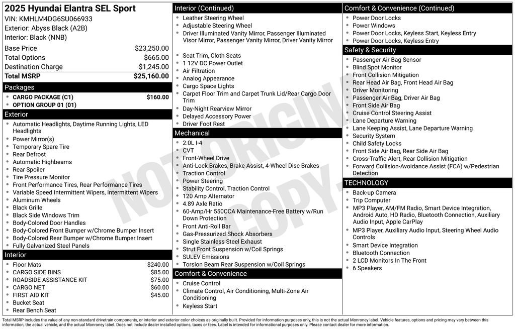 Used 2025 Hyundai Elantra Sport w/ Cargo Package FWD image 7