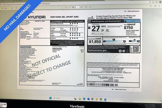 New 2026 Hyundai Kona SEL Sport AWD/4WD image 16