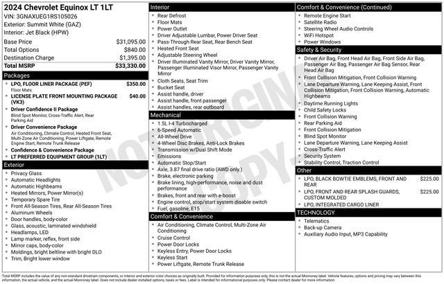 Used 2024 Chevrolet Equinox LT w/ LPO, Floor Liner Package AWD/4WD image 29