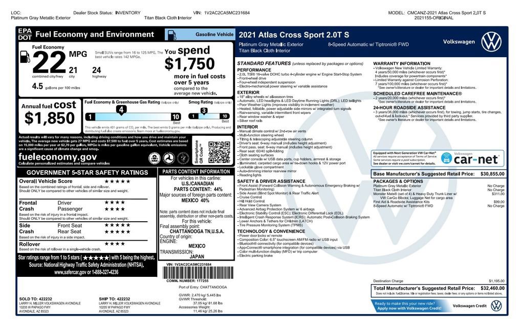 Used 2021 Volkswagen Atlas Cross Sport S image 4