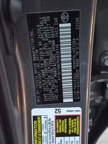Used 2019 Toyota Camry SE w/ Carpet Mat Package FWD image 22