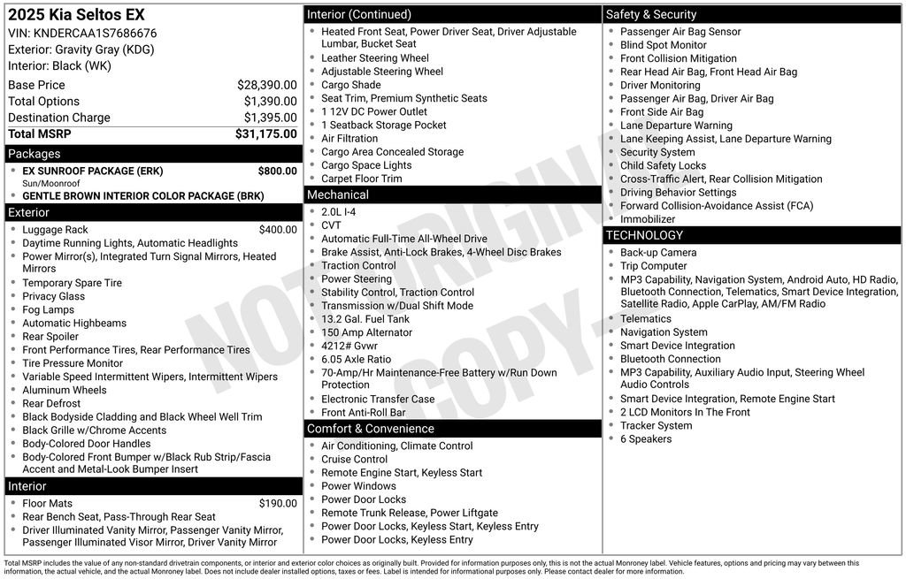 Used 2025 Kia Seltos EX w/ EX Sunroof Package AWD/4WD image 4