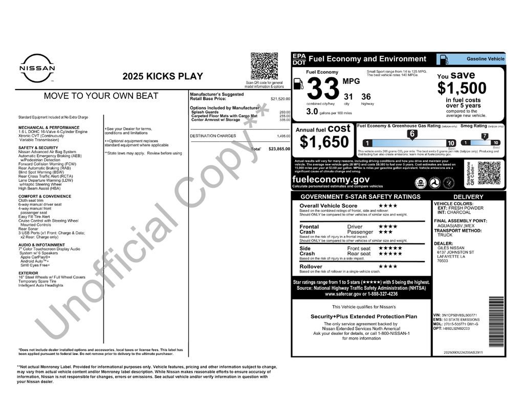 Certified 2025 Nissan Kicks Play S FWD image 20