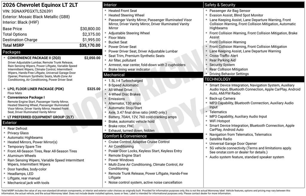 New 2026 Chevrolet Equinox LT w/ Convenience Package II AWD/4WD image 4
