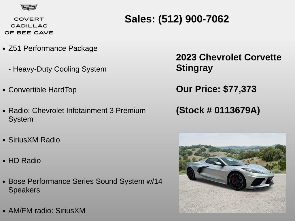 Used 2023 Chevrolet Corvette Stingray Preferred Conv w/ Z51 Performance Package RWD image 30