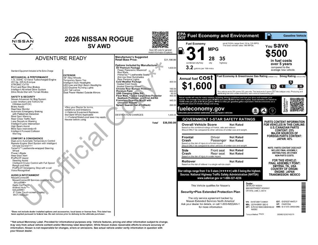 Used 2026 Nissan Rogue SV w/ SV Premium Package image 39
