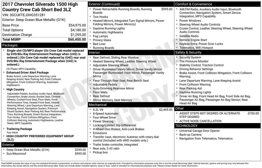 Used 2017 Chevrolet Silverado 1500 High Country AWD/4WD image 6