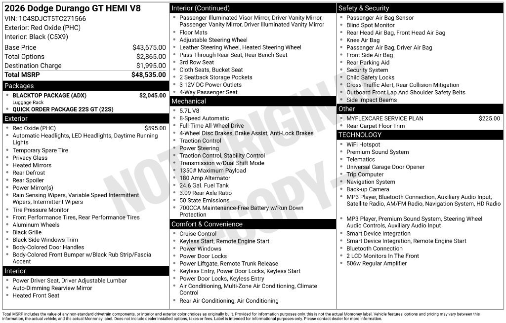 New 2026 Dodge Durango GT w/ Blacktop Package AWD/4WD image 5