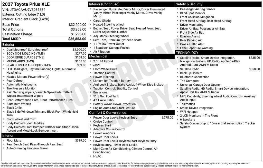 New 2027 Toyota Prius XLE FWD image 7
