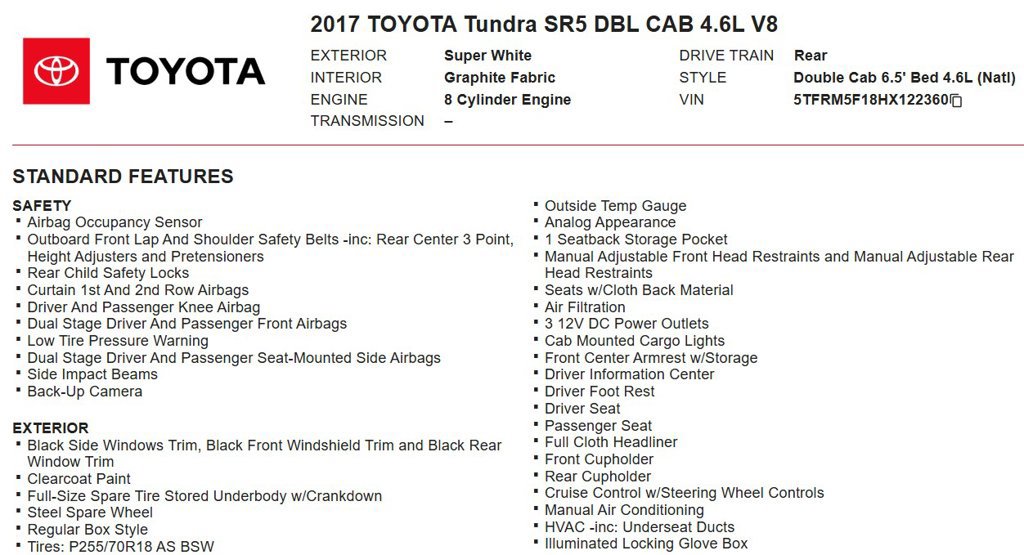 Used 2017 Toyota Tundra SR5 w/ SR5 Upgrade Package RWD image 16